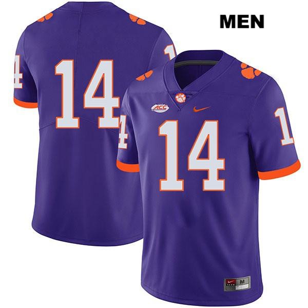 Men's Clemson Tigers #14 Diondre Overton Stitched Purple Legend Authentic Nike No Name NCAA College Football Jersey ODE6046TD